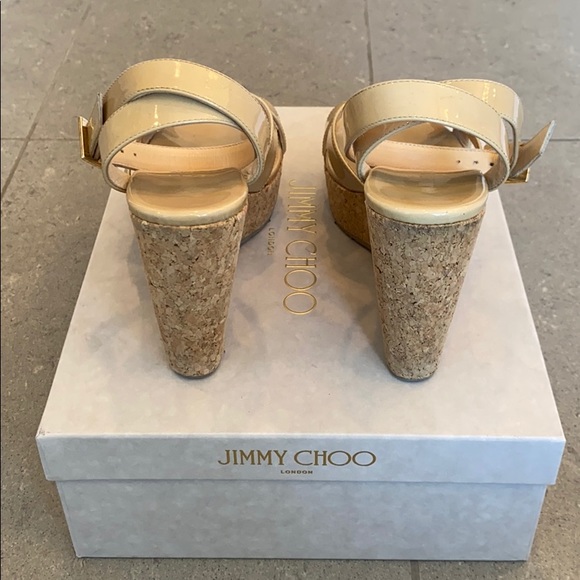 Jimmy Choo Papyrus Patent Leather Wedges - Picture 3 of 5